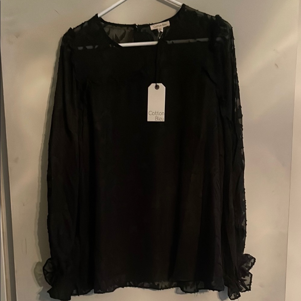 Cotton Bleu Black Sheer Blouse